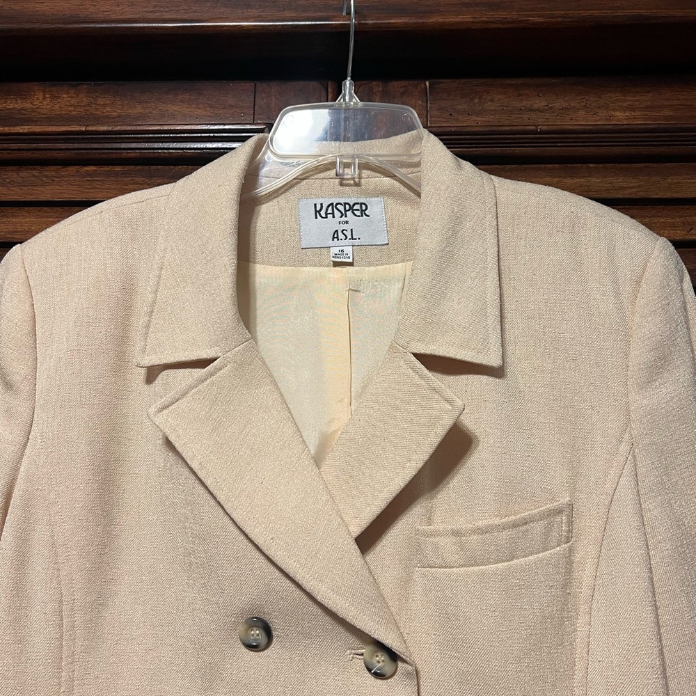 Kasper ALS Double-Breasted Button Up Yellow‎ Blazer Women’s Size 16 - Picture 2 of 15